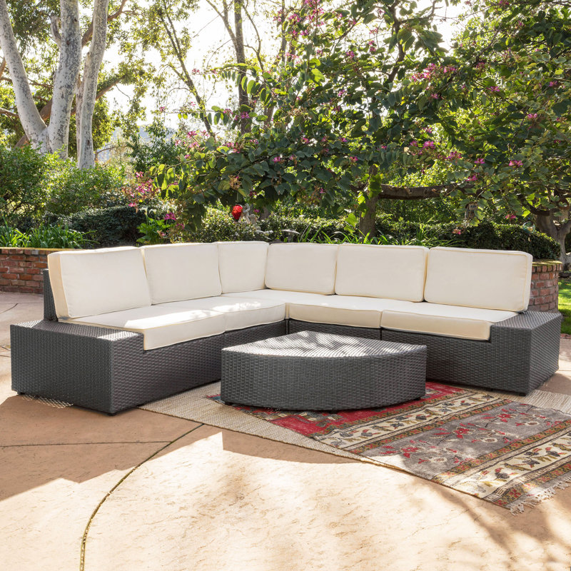 Latitude Run® Guston 6 Piece Rattan Sectional Seating Group with ...